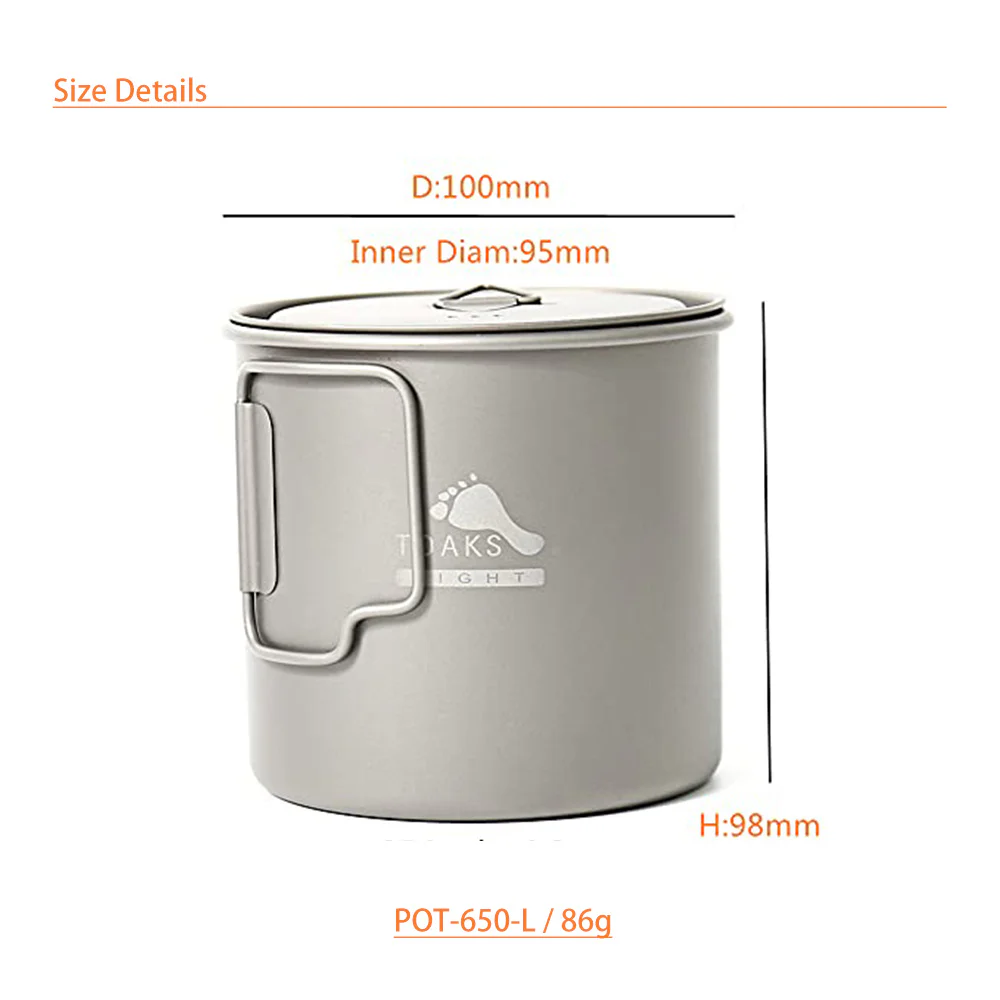 TOAKS Titanium Ultralight Pot - 650ml | Outdoor Camping Mug